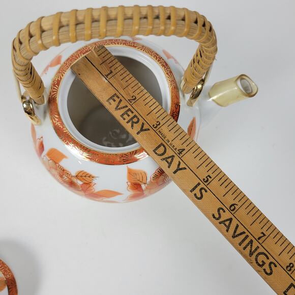 Vtg. Napcoware Japan Teapot With Lid Hand Painted Famille Rose Orange Porcelain - Picture 3 of 15